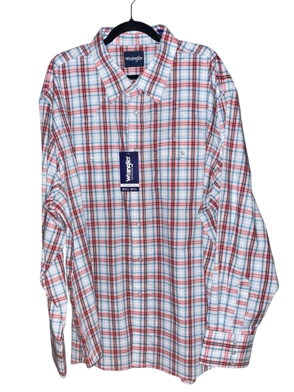 Wrangler classic fit Plaid Button-Down Shirt Pearl snap size 3X NWT